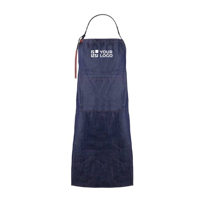 Avental feito de algodão denim com detalhes em PU 190 g/m2