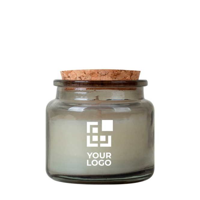 Vela para personalizar com aroma a almíscar e tampa de cortiça