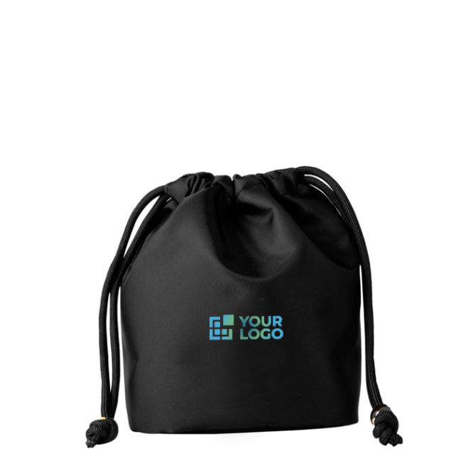 Saco pequeno de nylon com fecho elegante de cordões pretos