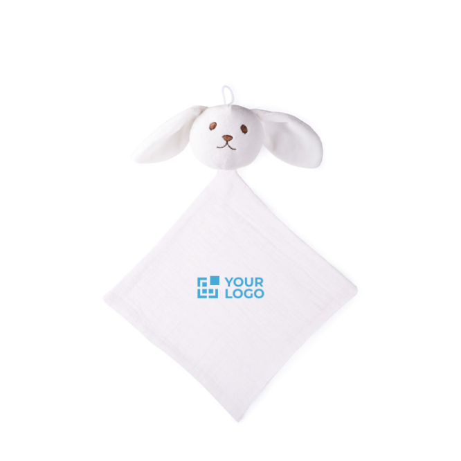 Doudou para bebé feito de algodão macio com cabeça de coelho