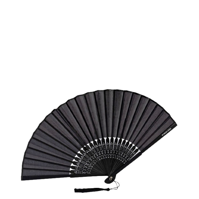 Leque de bambu e poliéster para personalizar com varetas de 21 cm