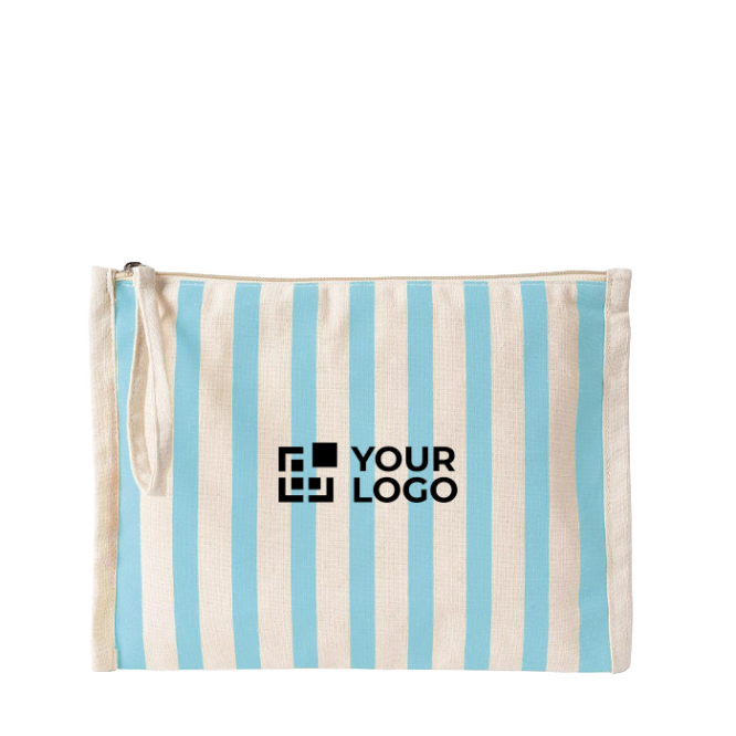 Necessaire em algodão reciclado com pega tipo pulseira 180 g/m²