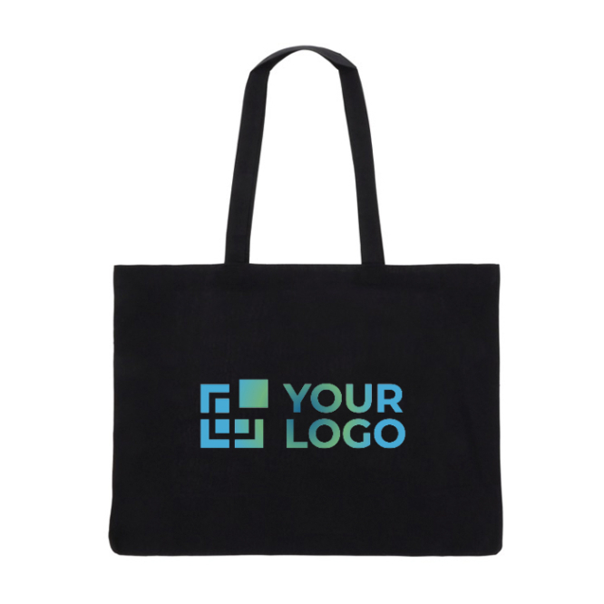 Saco de algodão reciclado com asas compridas e fole 140 g/m2