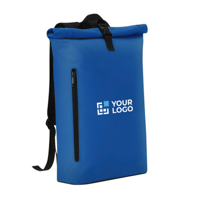 Mochila roll-top para portátil feita de PU de toque macio 15''