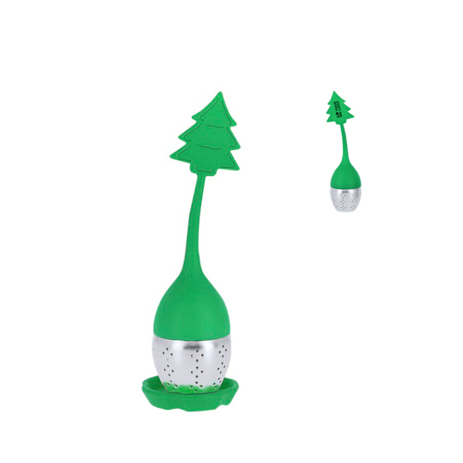 Infusor de chá com desenhos natalícios de silicone e aço inoxidável