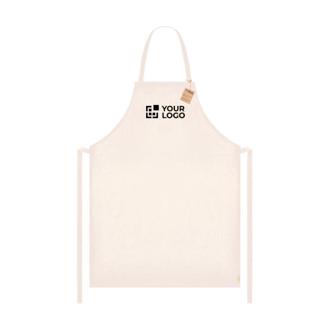 Avental de algodão reciclado com tiras ajustáveis 180 g/m²