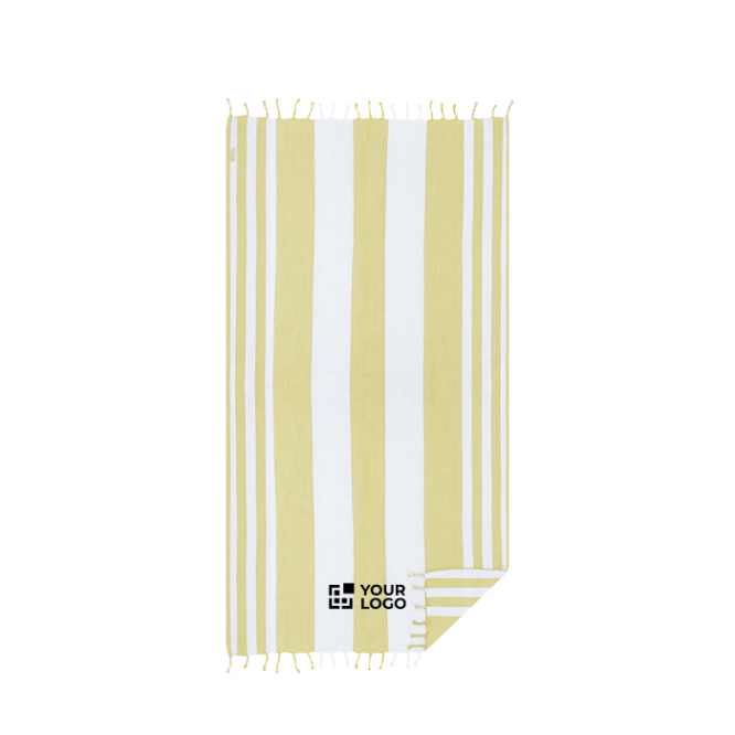 Toalha-páreo bicolor de algodão reciclado com franja 180 g/m²