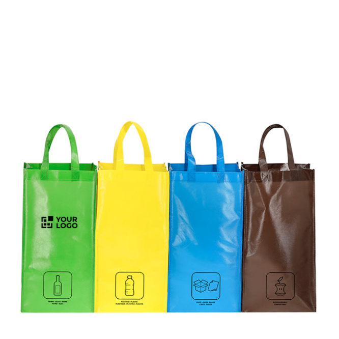 Conjunto de sacos de reciclagem com 4 unidades de non-woven laminado