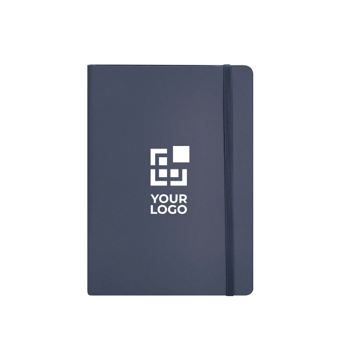 Caderno capa flexível de pele sintética acolchoada, folhas pautadas A5