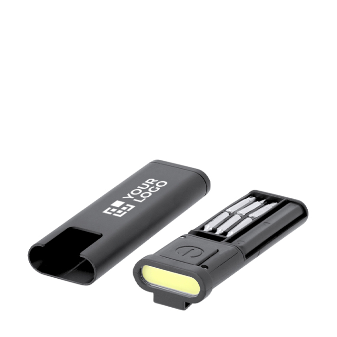 Estojo em forma de lanterna com 6 ferramentas no interior