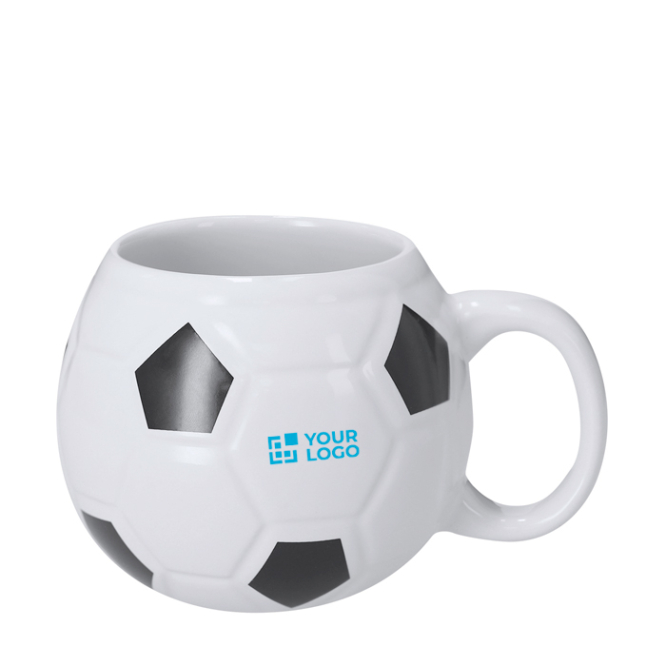 Caneca de cerâmica com ar de bola de futebol clássica 440 ml