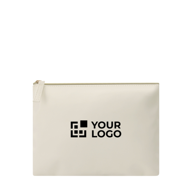 Nécessaire de pele sintética com compartimento com fecho de correr