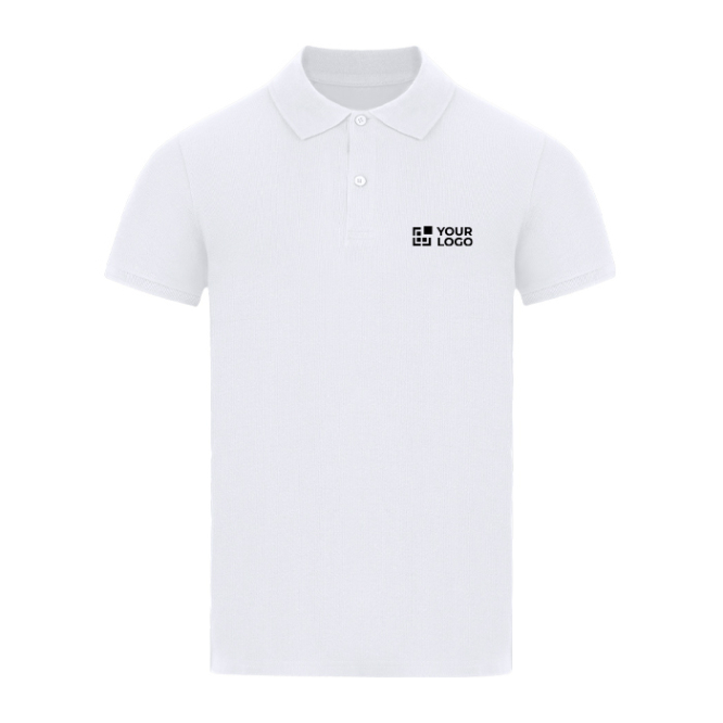 Polo branco de manga curta de algodão piqué para adultos 180 g/m²