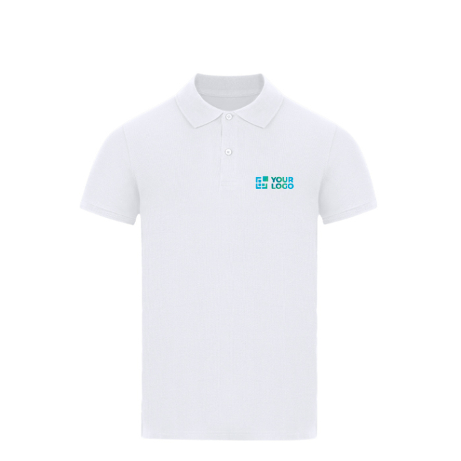 Polo algodão branco manga curta, reforço na gola para criança 180 g/m²