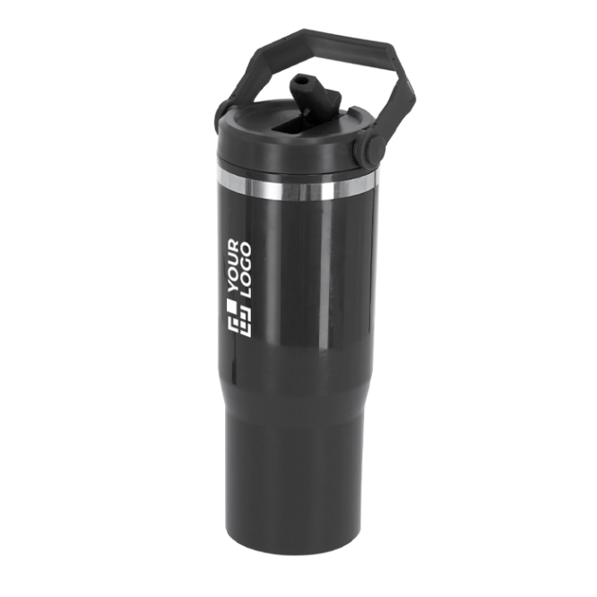 Copo térmico de parede dupla com palhinha e pega 900 ml