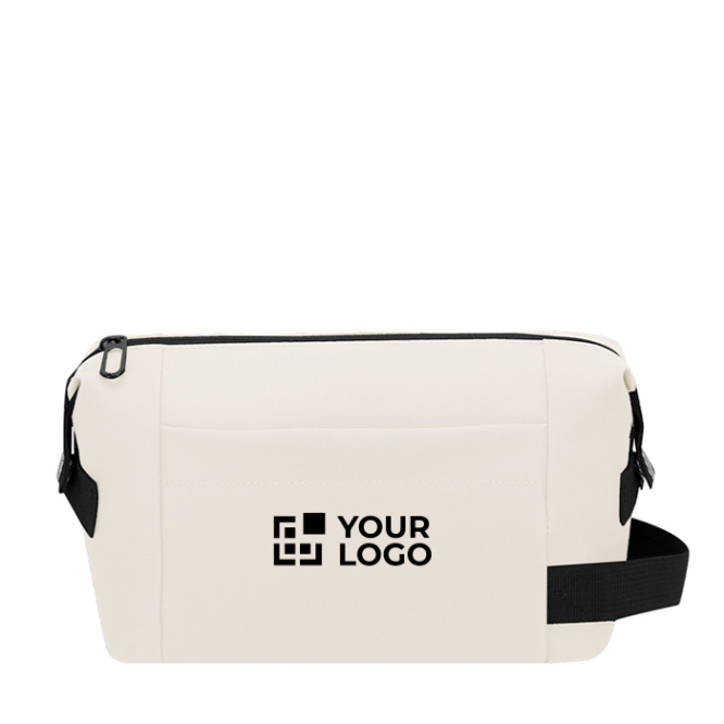 Nécessaire de pele sintética com fecho de correr e asa lateral