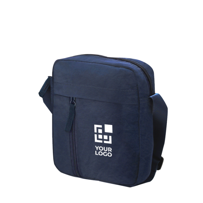 Bolsa tiracolo de soft nylon com bolso frontal e fecho de correr