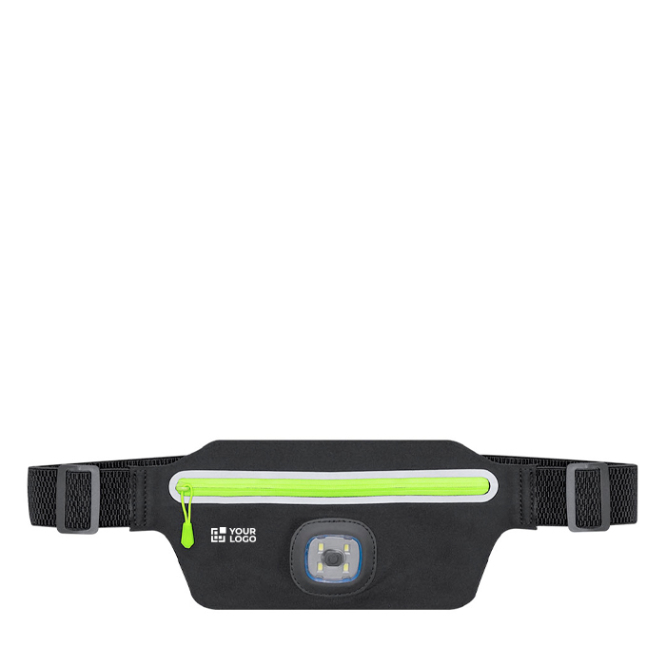 Bolsa de cintura desportiva, poliéster, lanterna frontal recarregável