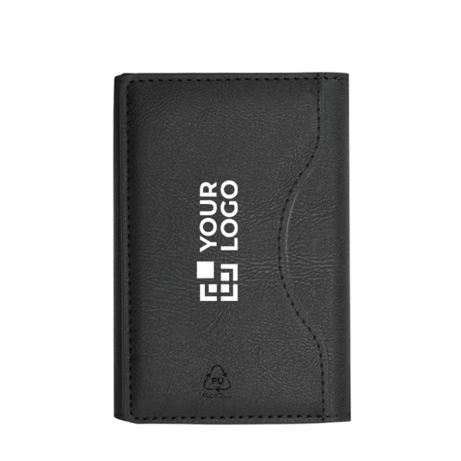 Porta-cartões de pele sintética reciclada, fixação e fecho magnético