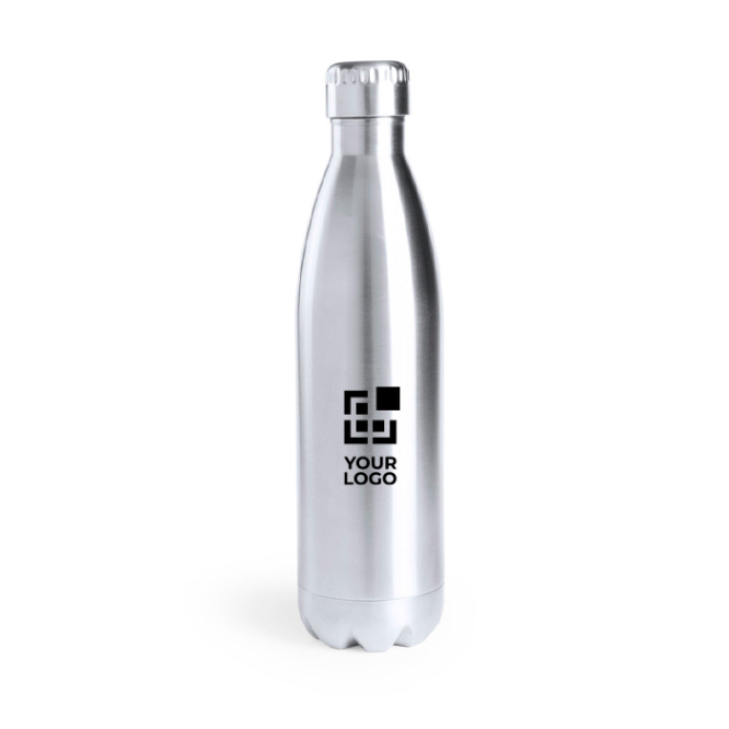 Garrafa térmica de aço inoxidável reciclado prateada brilhante 850 ml