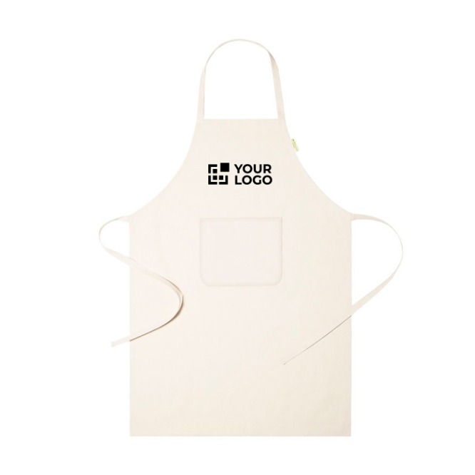 Avental de algodão orgânico ajustável e com bolso frontal 140 g/m2
