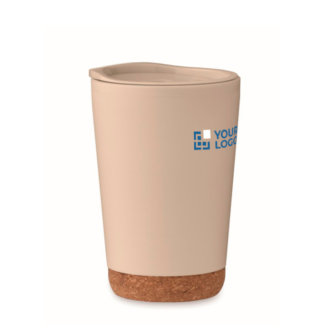 Copo takeaway de parede dupla com detalhe de cortiça na base 300 ml