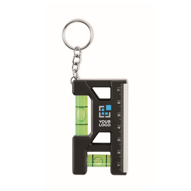 Porta-chaves com duplo nível de bolha, régua de 7 cm e base magnética