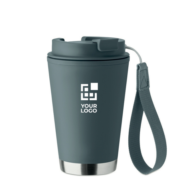 Copo de parede dupla de viagem com tira de rPET 300 ml