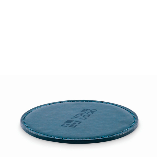 Base para copos redonda de couro sintético para personalizar