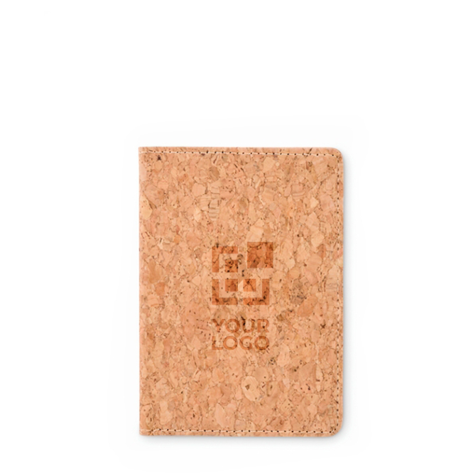 Porta-passaportes de cortiça com compartimento para cartões