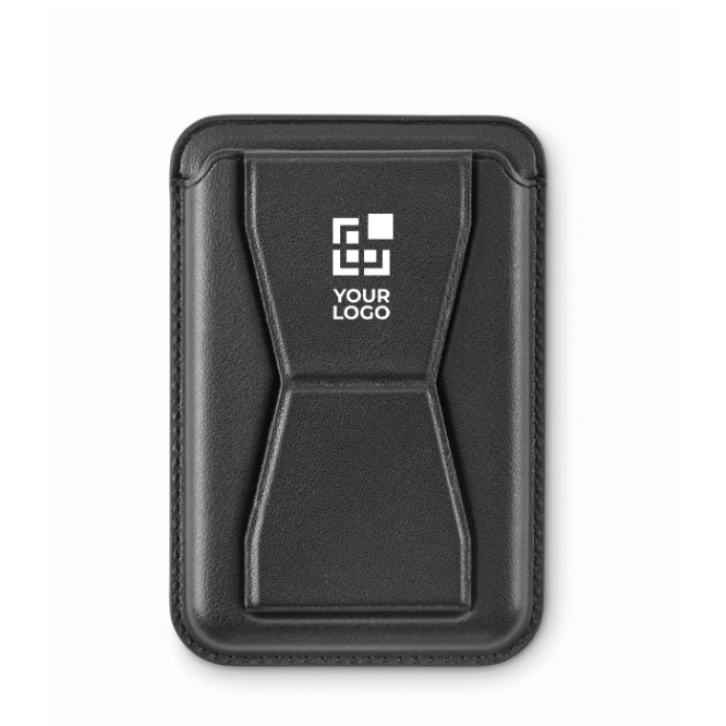 Porta-cartões magnético de pele para telemóvel com função de suporte