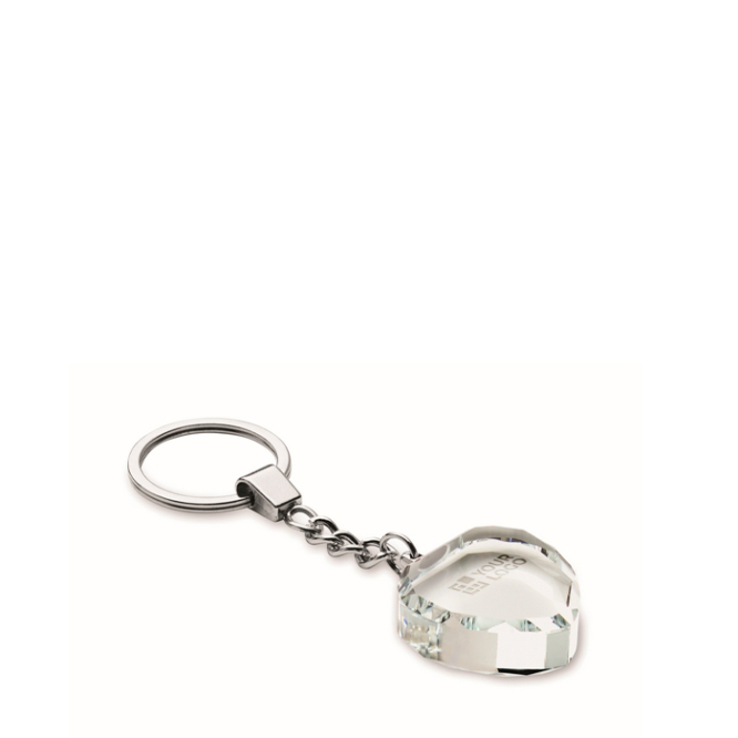 Porta-chaves em forma de coração de vidro para personalizar