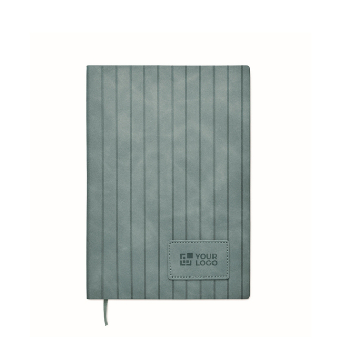 Caderno de capa suave de couro sintético baço, folhas A5 pautadas