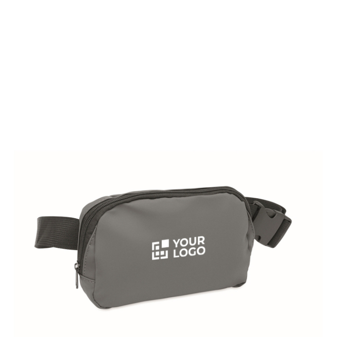 Bolsa de cintura de PU com compartimento principal e bolso traseiro