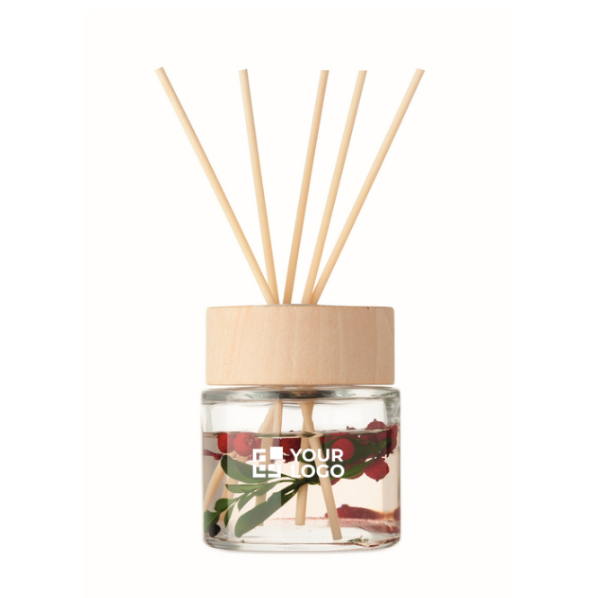 Ambientador de 6 varetas com aroma a baunilha e flores decorativas