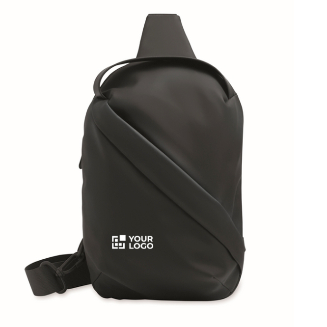 Elegante bolsa tiracolo de couro sintético preto de toque macio