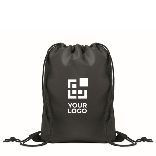 Mochila de cordão preto de poliéster rPET para criança