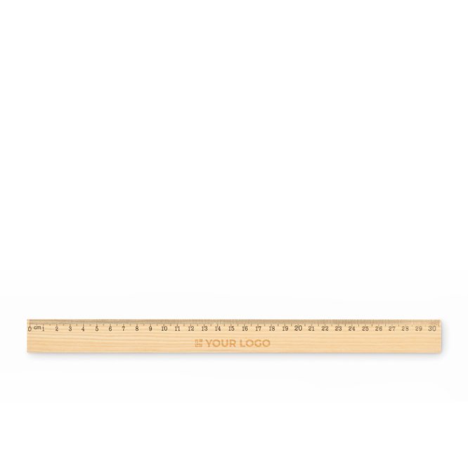 Régua de madeira de pinheiro 30 cm com escala dupla