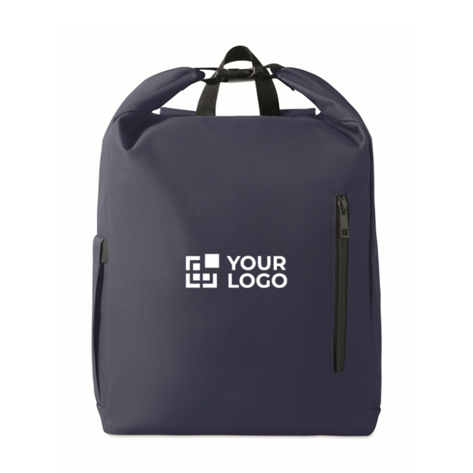 Mochila roll-top rPET para portátil com bolso lateral elástico 15''