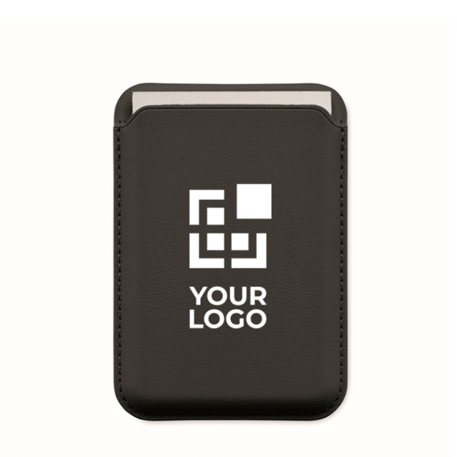 Porta-cartões magnético de polipele PU para 3 cartões