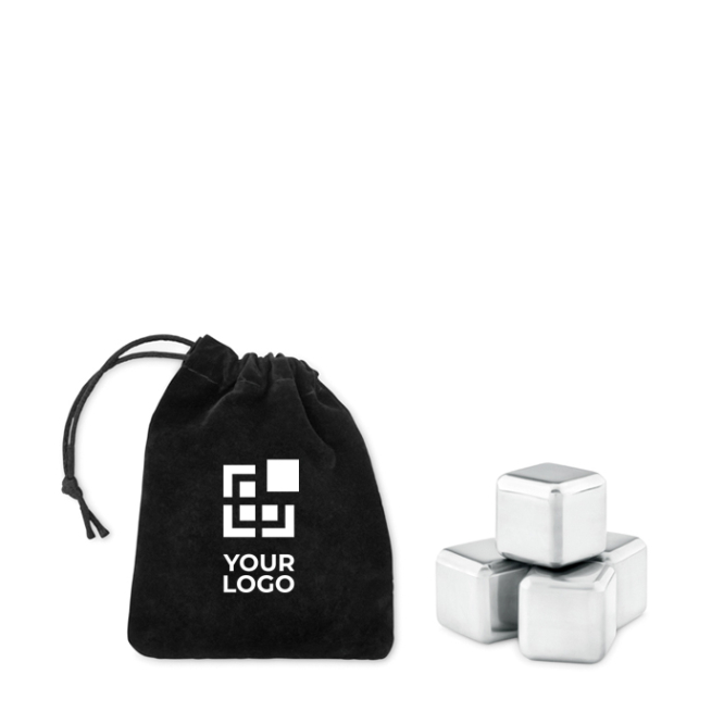 Set de cubinhos de gelo metálicos em saco vista principal