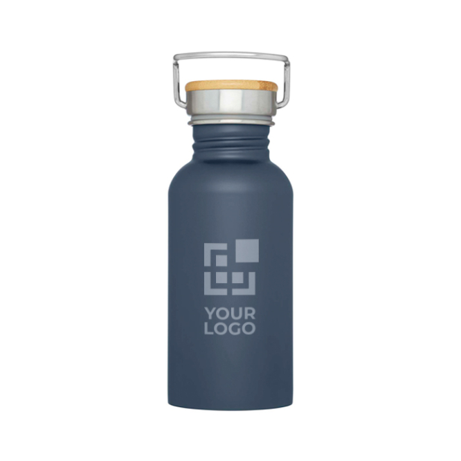 Garrafa de aço inoxidável de parede simples e tampa com bambu 550 ml