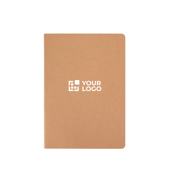 Caderno capa de cartão kraft e lombada cosida, folhas A5 pontilhadas