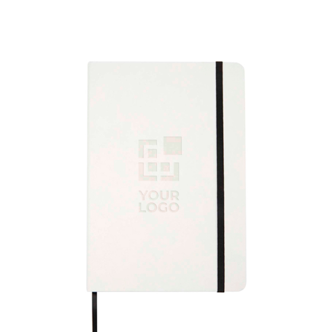 Caderno de capa dura e papel de pedra, folhas A5 pautadas