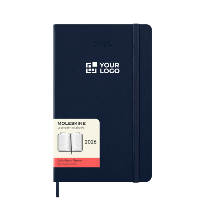 Agenda de papel com aspeto de pele, vista diária e capa dura Moleskine