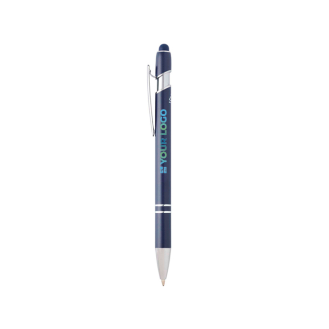 Caneta de alumínio reciclado com ponteira táctil, tinta azul