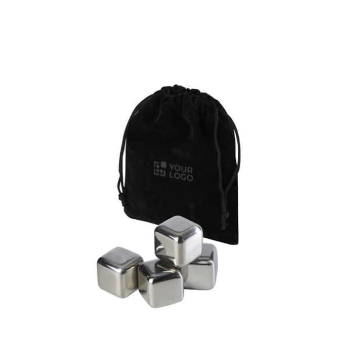 Conjunto de 4 cubos de gelo reutilizáveis de aço inoxidável