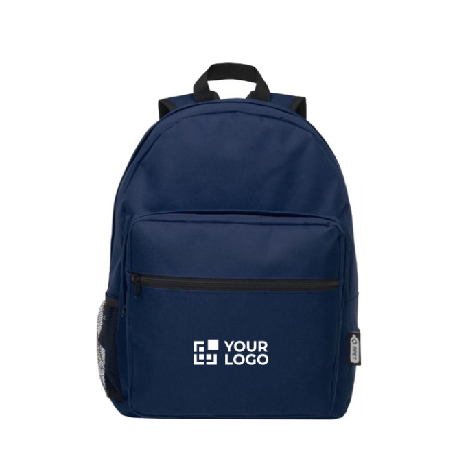 Mochila reciclada personalizada com logotipo vista principal