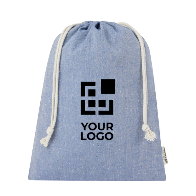 Saco grande algodão reciclado GRS, fecho de cordão 150 g/m2