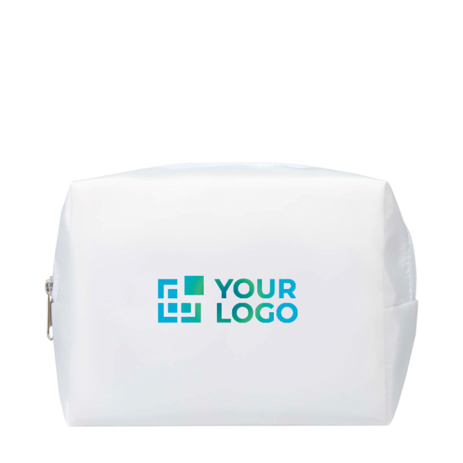Nécessaire de viagem de poliéster reciclado com asa e fecho de correr